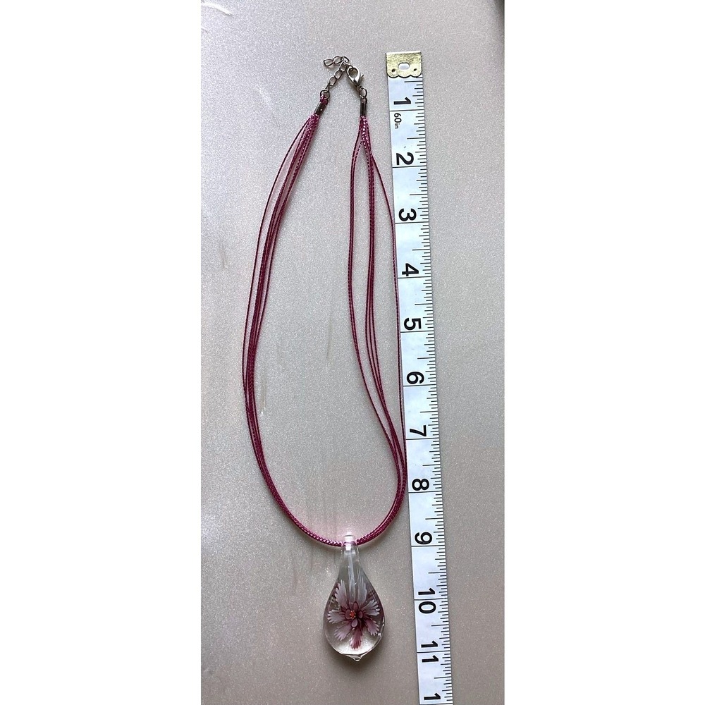 Unbranded Glass Pendant Necklace Women OS Purple Good Floral Teardrop Artisan - Picture 8 of 10